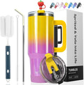 30 oz Shiny Tumbler with Handle and Straw, Stainless Steel Tumbler with Lid and by Watersy
