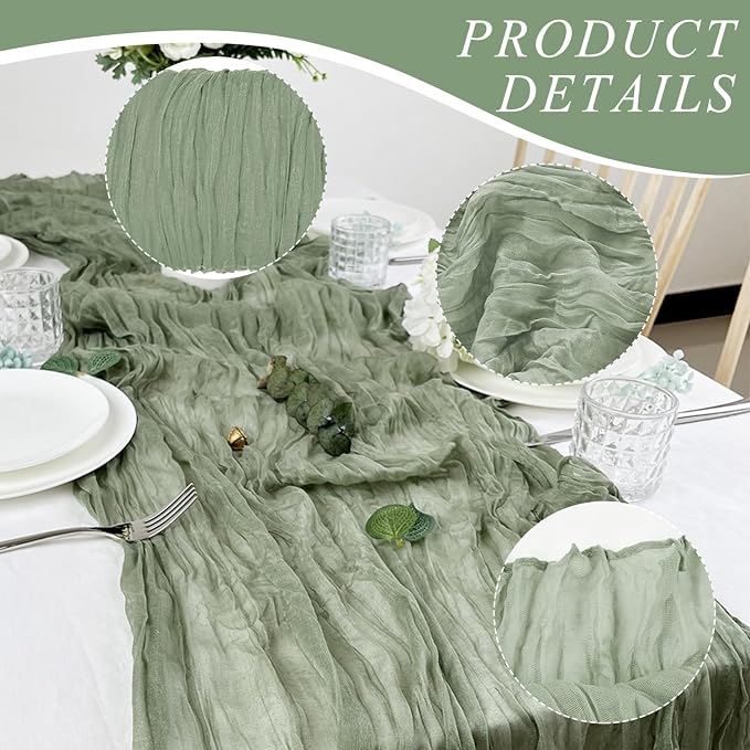 2 Pack Cheesecloth Table Runner 10Ft Gauze Boho Table Runners - Image 3
