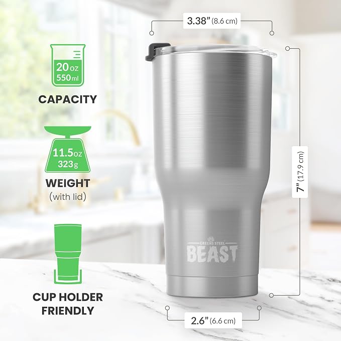 Beast 20 oz Tumbler Stainless Steel Vacuum Insulated Coffee Ice Cup Double Wall - Image 7
