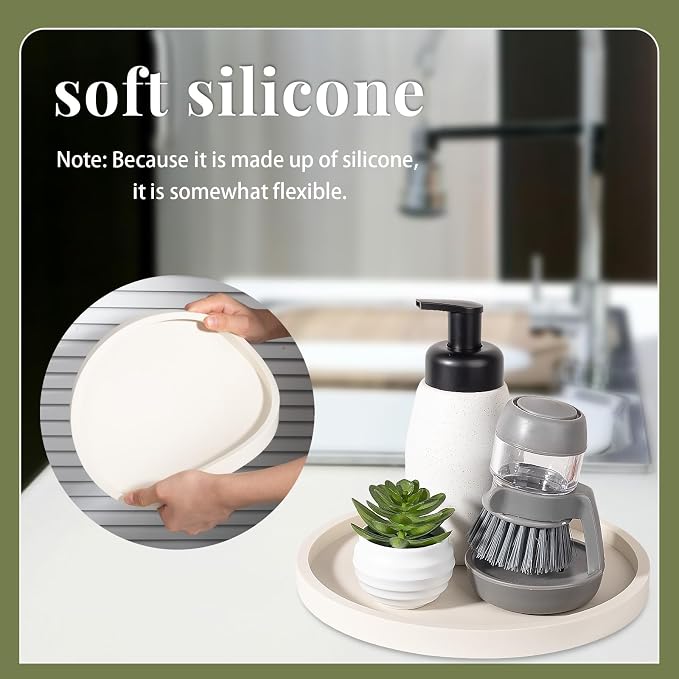 Silicone Bathroom Tray Coffee Table Decor Perfume Organizer, Waterproof - Image 4
