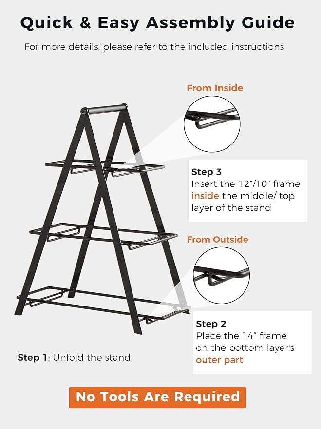 YHOSSEUN 3 Tier Serving Tray Tiered Tray Stand, 10+12+14 Inch, Large Serving - Image 4