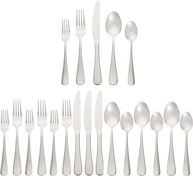Amazon Basics Silverware Set, Stainless Steel Flatware, Dishwasher Safe by AmazonBasics