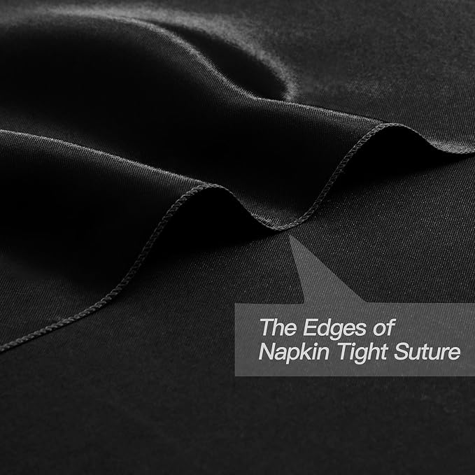 P Pothuiny 12 Pcs Black Satin Napkins 17 x 17 Inch, Satin Cloth Napkins | - Image 3