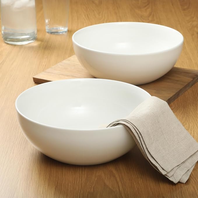 Gibson Home Extra Large Serving Bowls Set of 2-100 oz 10-Inch White Porcelain - Image 4