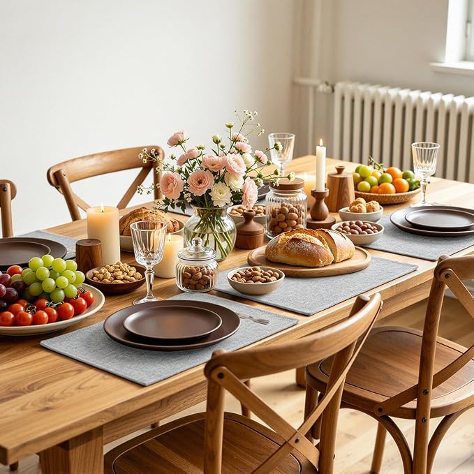 Faux Cotton Linen Placemats Set of 6, Cloth Washable Farmhouse Dining Table Mats - Image 7