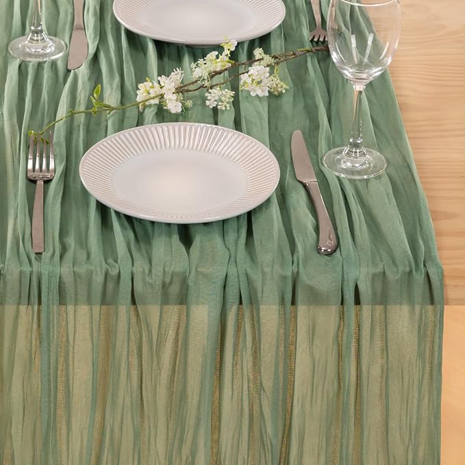 2 Pack Sage Green Cheesecloth Table Runner 10ft Boho Gauze Centerpiece | - Image 6