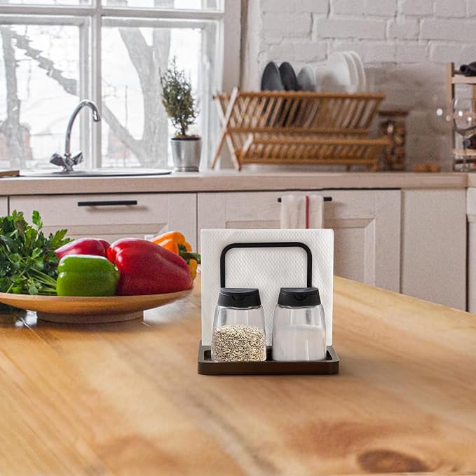 Mkono Napkin Holder for Table Farmhouse Wooden Napkin Dispenser, Rustic Wood - Image 3
