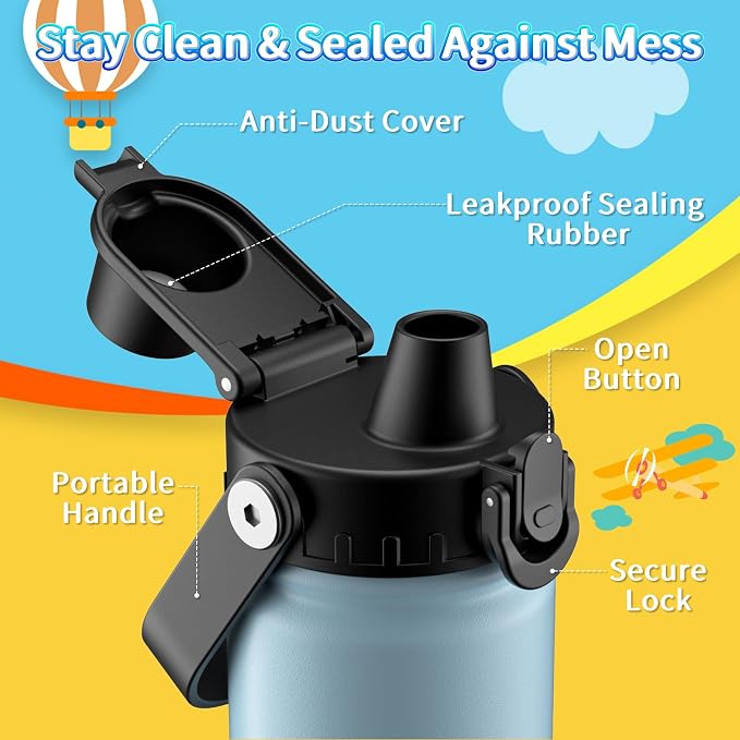 baab 20oz Kids Insulated Water Bottle 18/8 Stainless Steel Kids Cup 2 Pack | - Image 3