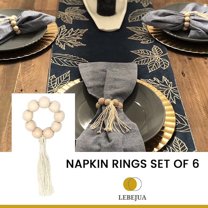 Handmade Napkin Ring with Wood Beads & Jute Twine - Image 7