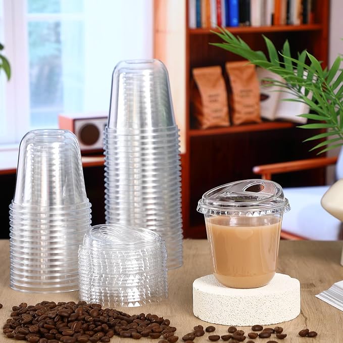 Ziliny 50 Sets Clear Plastic Coffee Cups - Image 2