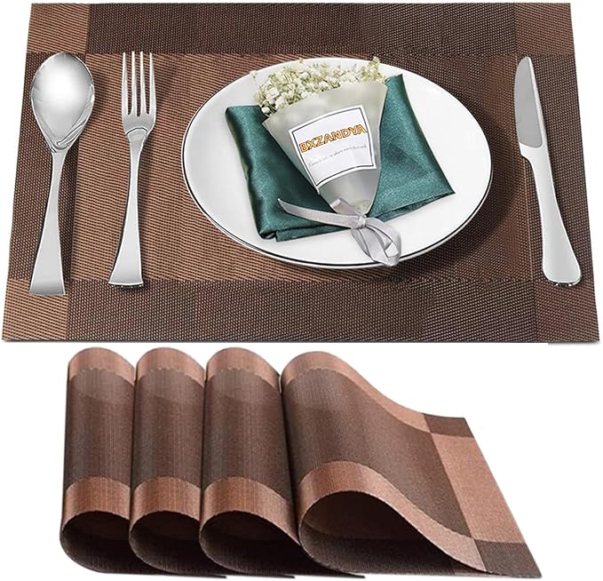 Placemats Set of 4, Vinyl PVC Heat Resistant Washable Placemats Set, Non Slip by BxzanDya-LifeSmartMaker