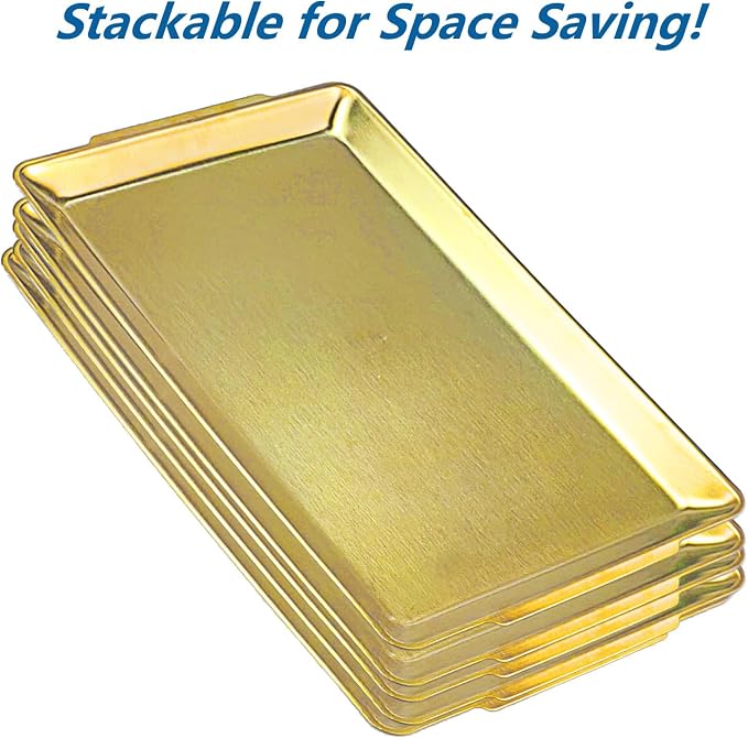 15.8" x 9.5" Large Serving Platters Set of 2, Stainless Steel Heavy-Duty Large - Image 5