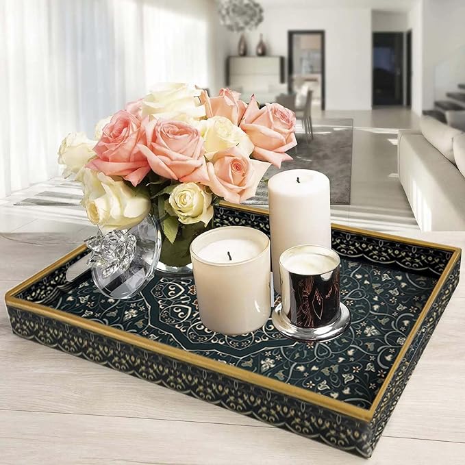 Plastic Serving Tray with Handles, Large Ottoman Tray - Image 4