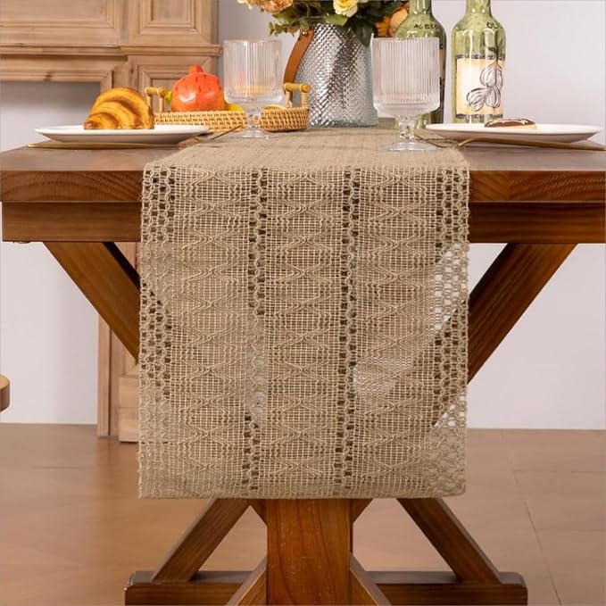 Burlap Boho Table Runner for Summer Home Decor 36 Inches Long, Easter Modern - Image 5
