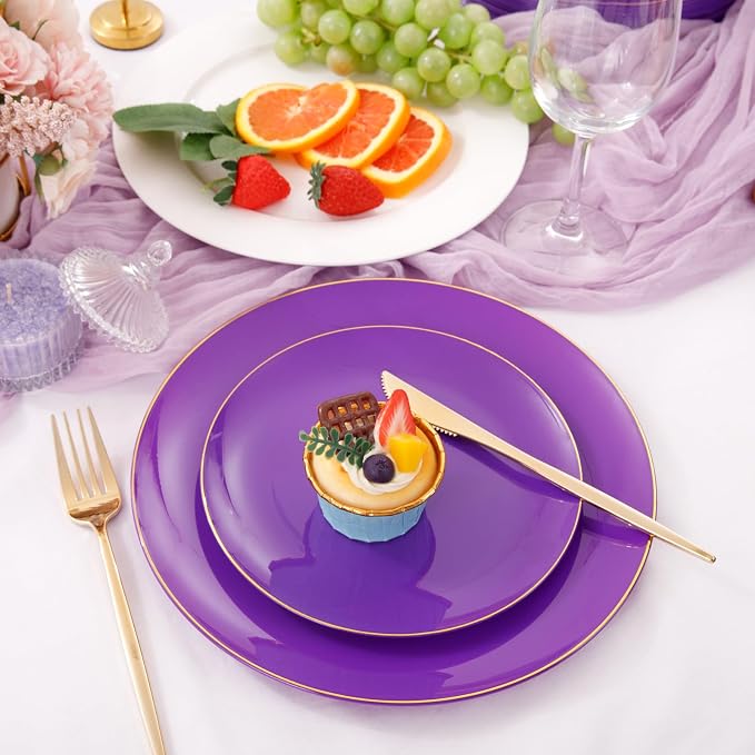 PULOTE 100PCS Purple Plastic Plates - Image 5