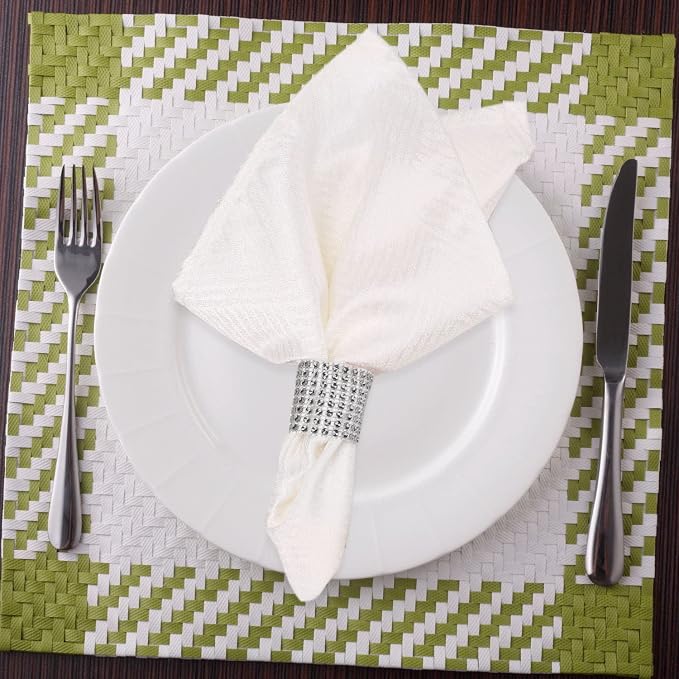 Bling Napkin Rings Set of 150, Rhinestone Silver Napkin Rings Diamond Adornment - Image 4
