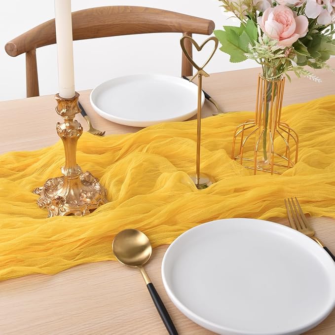 Yellow Cheesecloth Table Runner Cheese Cloth Wedding Birthday Party Decor | - Image 3