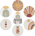 6 Pcs Coasters for Drinks with Holder, Minimalist Geometric Boho Absorbent by BUYIDUI