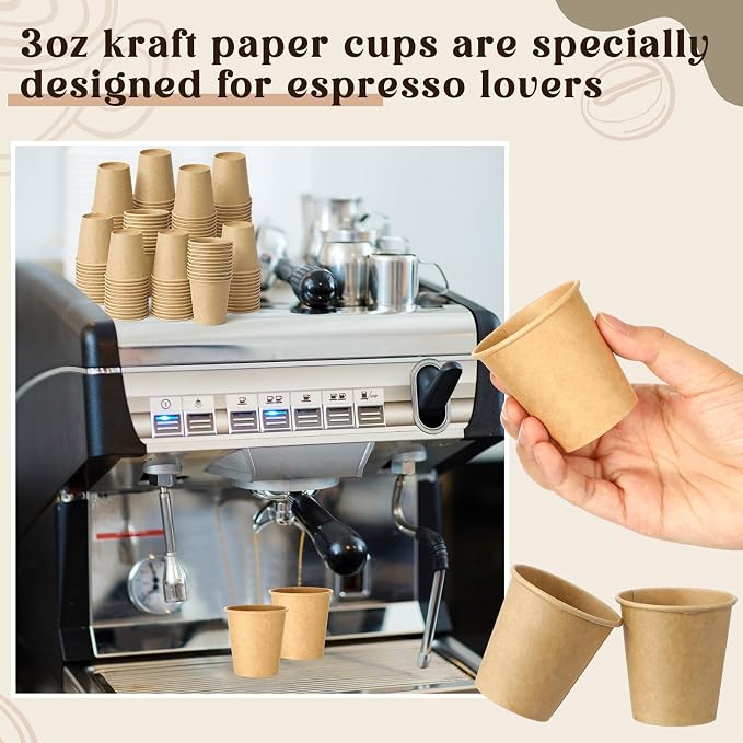100 Pack 3oz Mini Coffee Cups Disposable Paper Cups Hot or Cold Beverage Cup - Image 5