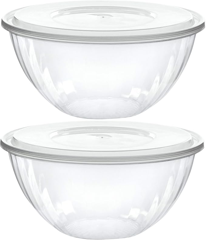 Reusable 48 Ounce Round Crystal Clear Plastic Pack of 8 Sets by PLASTICPRO
