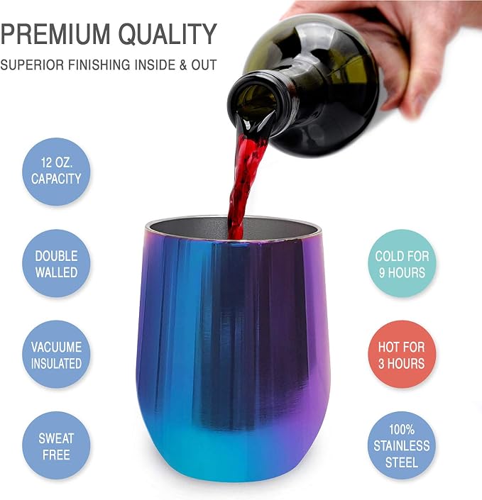 CHILLOUT LIFE 12 oz Stainless Steel Wine Tumbler - Image 3