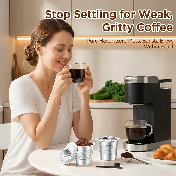 CAPMESSO Reusable K Cups for Keurig: NO Grit Stainless Steel Coffee Pod 2PC | - Image 8