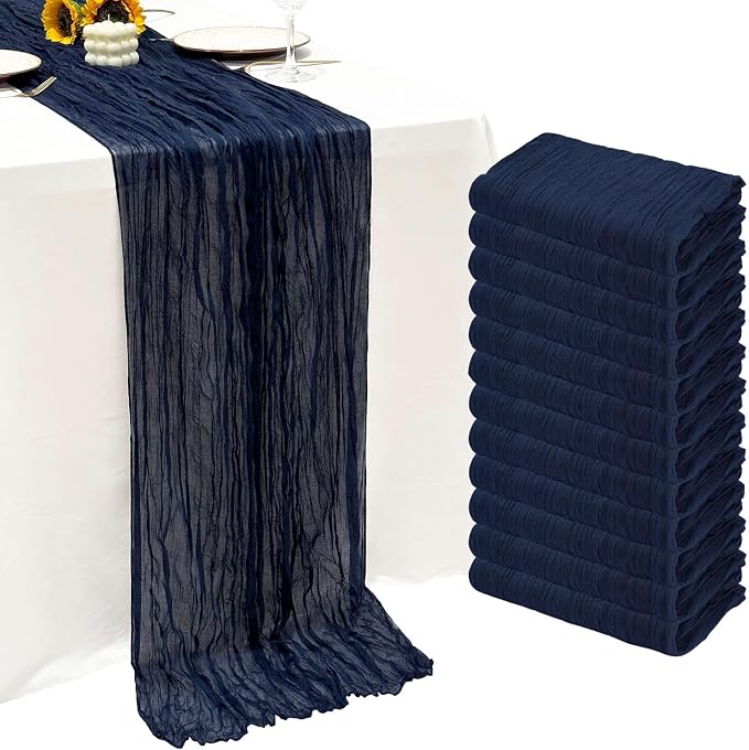 12Pack Navy Blue Cheesecloth Table Runner 20x120inch Gauze Table Runner | Boho by Seveups