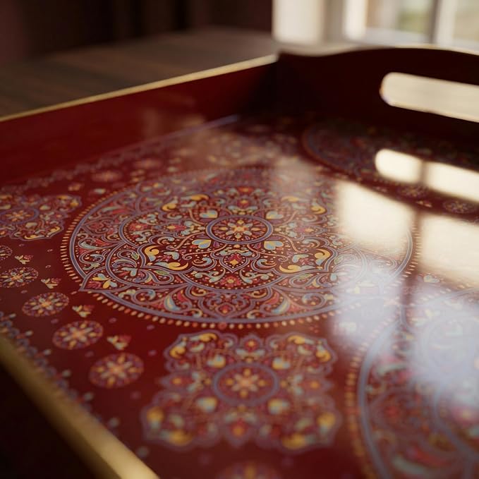 Boho Red Decorative Tray, Serving Tray - Image 7