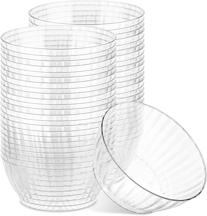 PLASTICPRO 50 Pack Small Plastic Bowls Crystal Like 6 oz Bowls Elegant Clear by PLASTICPRO