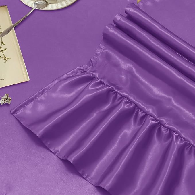 2 Pack Purple Satin Table Runner 12 x 72 Inch | Ruffle Design, Luxurious Dining - Image 4