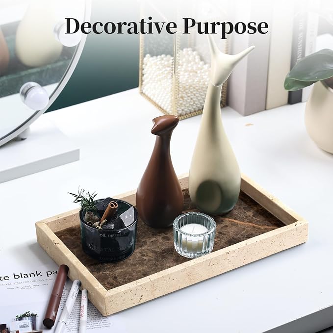 Real Natural Marble Tray for Bathroom, Genuine Marble Stone Vanity Tray - Image 4
