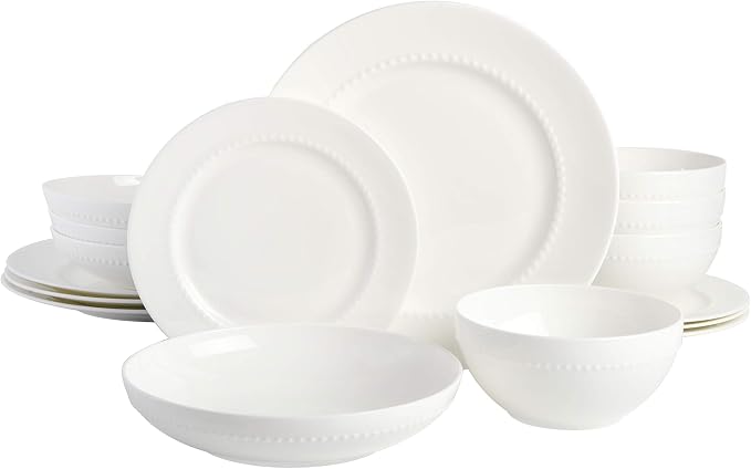 Gibson Elite Embossed Bone China 16-Piece Double Bowl Dinnerware Set, Service by GibsonHomewares