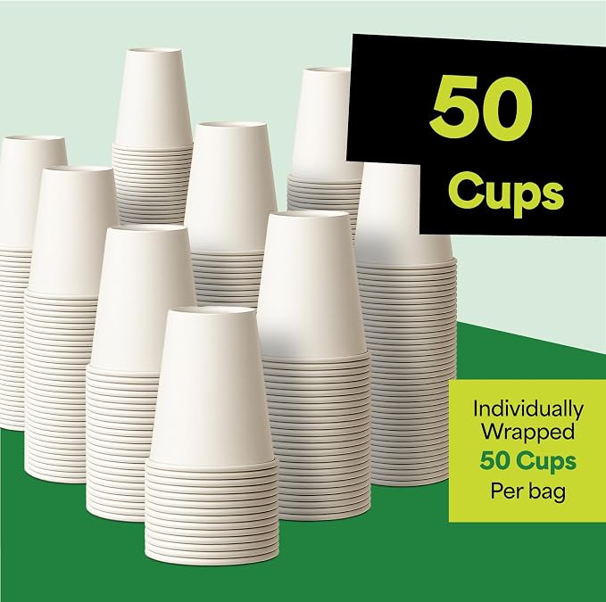 EconoHome 8 oz 50 Pack Disposable Coffee Paper Cups - Image 7