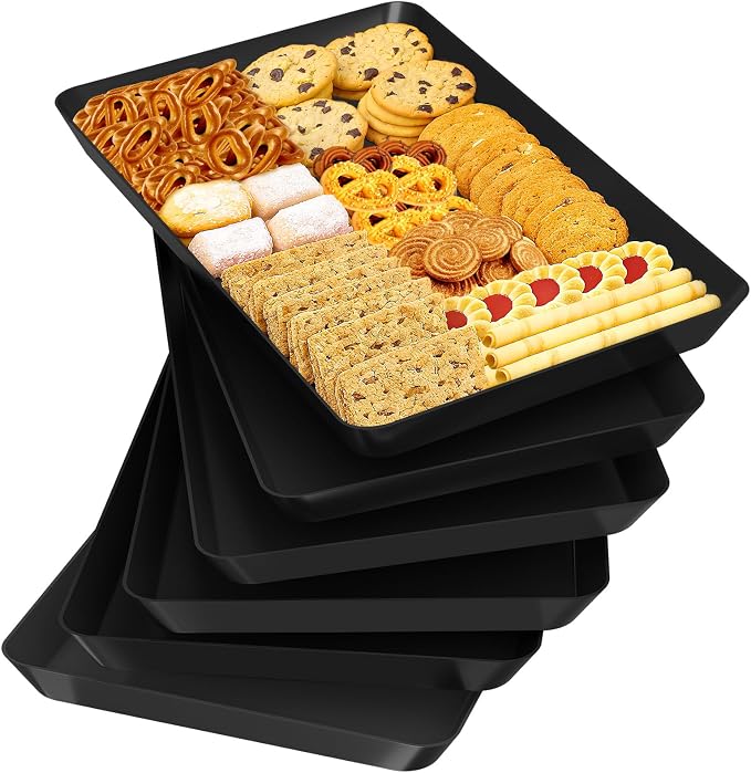 SpaceTrove 6-Pack Serving Tray Set, Reusable Plastic Serving Platter by Unknown