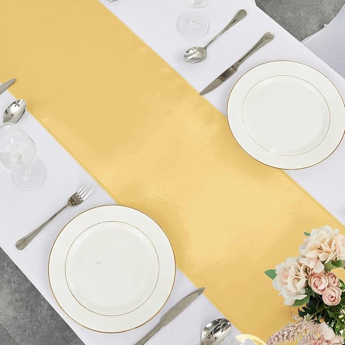 15-Pack Light Gold Satin Table Runner 12 x 108 Inch Long Fuchsia Bright and - Image 6