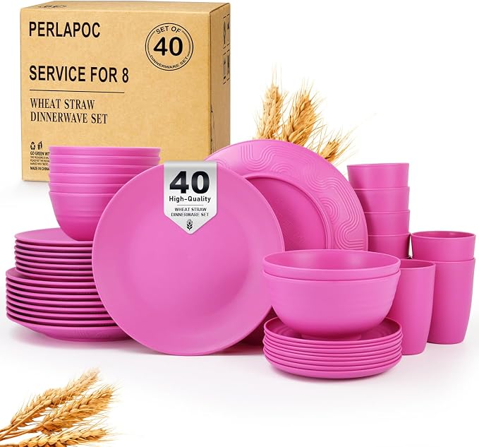 Wheat Straw Dinnerware Set 40 PCS | Service by Perlapoc