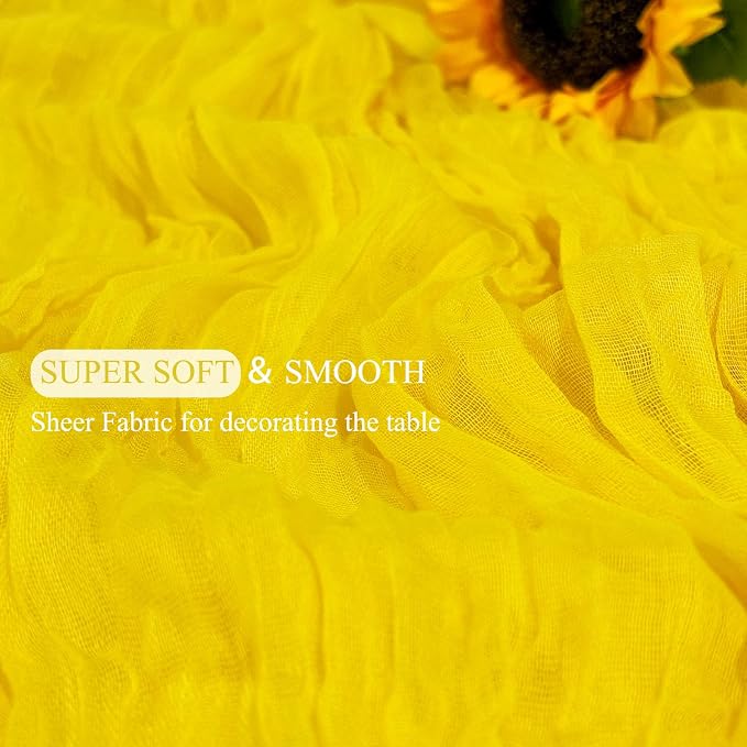 3Pack Yellow Cheesecloth Table Runner 17x108inch Sheer Yellow Table Runner | - Image 4
