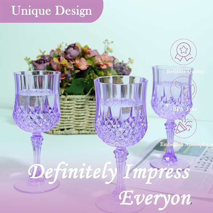 48Pack Plastic Wine Glasses, 7oz Vintage Goblets - Image 5