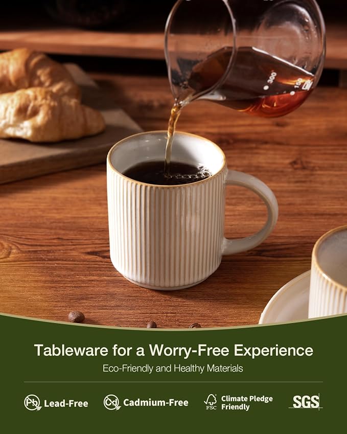 famiware Coffee Mug Set for 6, Star 12 oz Catering Mugs Cup Set - Image 2