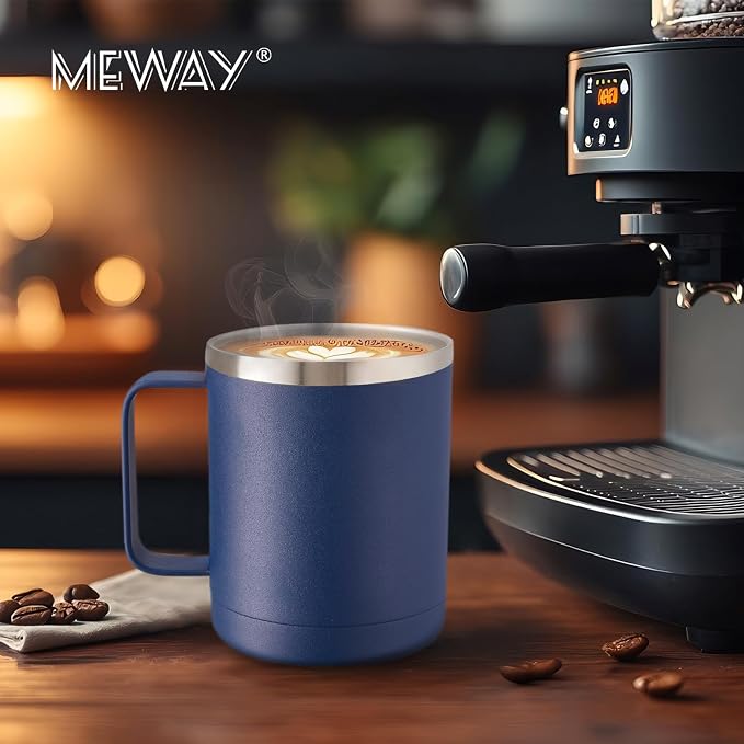 MEWAY 12oz Coffee Mug With Handle 2 Pack Bulk, Stainless Steel Insulated Travel - Image 7