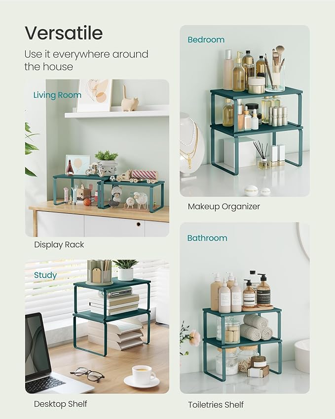 SONGMICS Cabinet Organizer Shelf, Kitchen Storage, Spice Rack, Expandable - Image 5