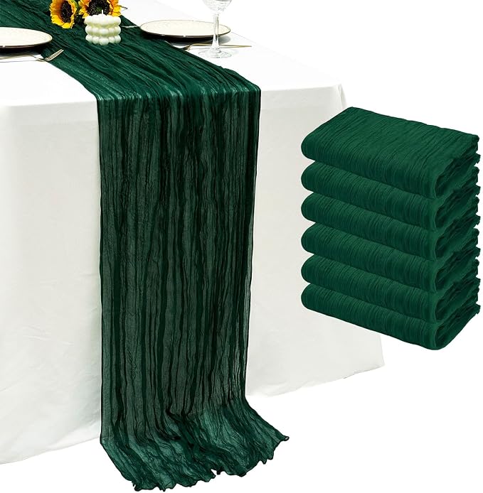 6Pack Emerald Green Cheesecloth Table Runner 20x120inch Gauze Runner | Emerald by Seveups