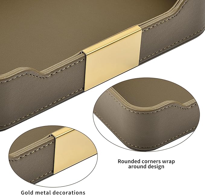 Luxury Leather Valet Tray Desktop Storage Organizer, Bedside Vanity Catchall - Image 6