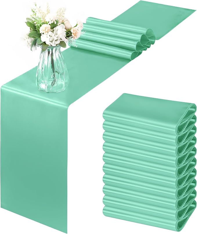 Horbaunal 12 Pack Aqua Satin Table Runner 12 x 108 Inch | Smooth Table Runners by Horbaunal
