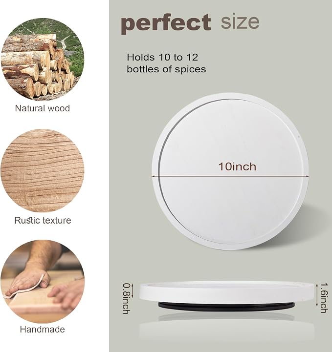 Wood Lazy Susan Turntable Kitchen Decor Round Table Tray, East clean, Pantry - Image 6