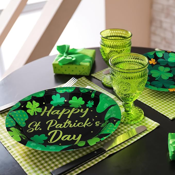 120 Pieces 7 Inch St. Patrick's Day Party Plates Green Shamrocks Dinnerware - Image 5