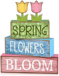 Moucuny 4 Pcs Spring Table Decor Wooden Tulip Spring Tiered Tray Decor Flowers by Moucuny