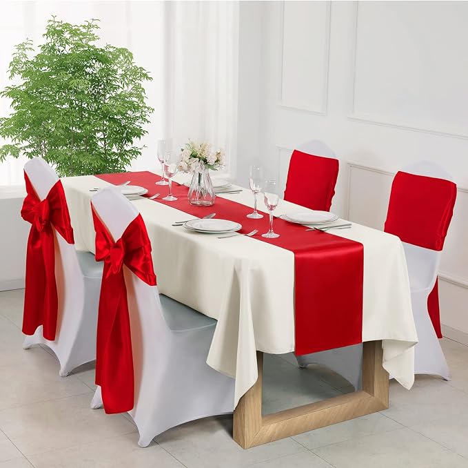 Manyshofu Red Satin Table Runner 12x108 - Image 5