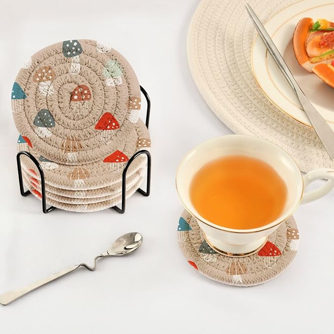 YETTASBIN Mushrooms 6 Pcs Drink Coasters - Image 5
