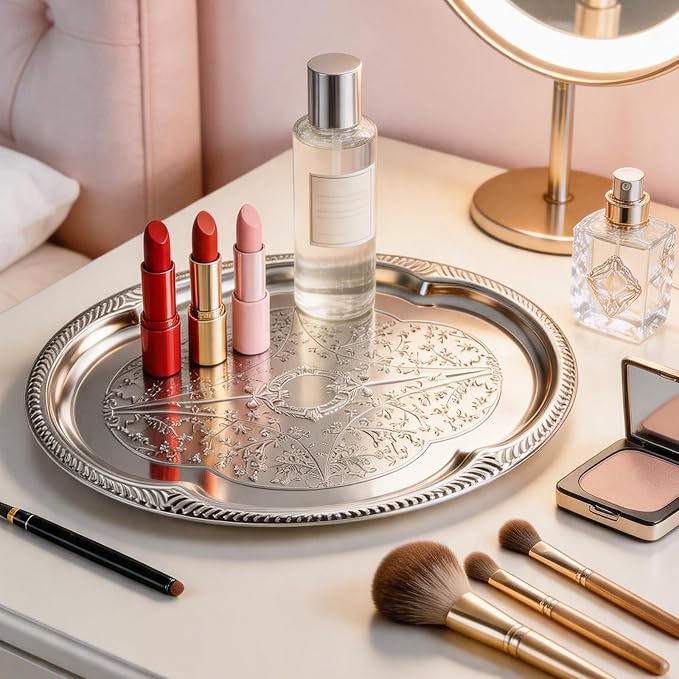 4-Pack Large Silver Serving Tray 20.3 x 15.2 Inch Mirror Platter Set - Image 9